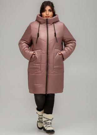 Красивое женское стеганое деми пальто варшава из плащевки, для пышных форм1 фото