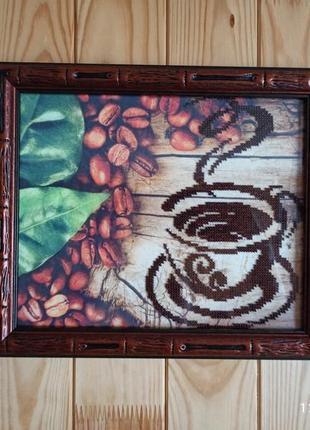 Картина из бисера "кофе и бамбук"1 фото