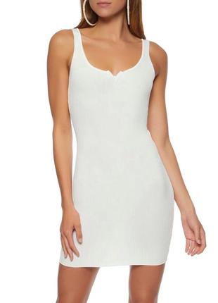 Молочна сукня в рубчик облягаюче плаття zara topshop плате экою платье с вафельной ткани
