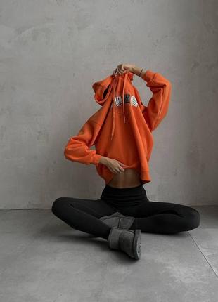 Стильное женское оверсайз худи wild style с принтом свободного кроя белое голубое оранжевое оранжевое7 фото