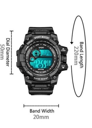 Чоловічі електронні годинники  спортивні водонепроникні світлові багатофункціональні9 фото