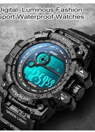 Чоловічі електронні годинники  спортивні водонепроникні світлові багатофункціональні1 фото