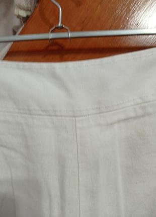Льняные широкие белые штаны5 фото