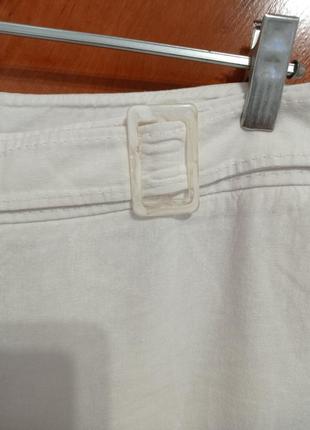 Льняные широкие белые штаны4 фото