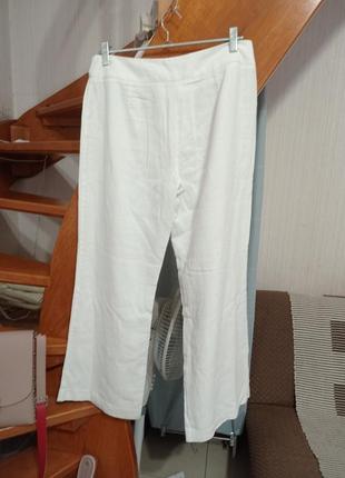 Льняные широкие белые штаны6 фото