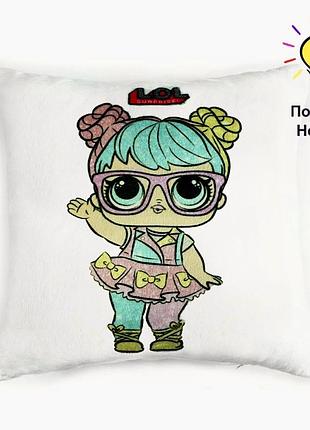 Подушка ночник lol - детская подушка кукла lol, декоративная светящаяся подушка № 3
