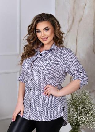 Женская рубашка с длинным рукавом софт на пуговицах большие размеры4 фото