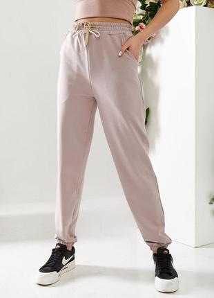 Женские спортивные штаны с высокой посадкой из двухнитка норма и батал9 фото