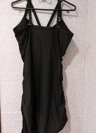 Черное пляжное купальное платье туника верх купальник танкини4 фото
