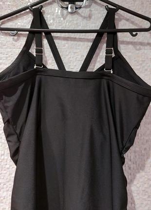 Черное пляжное купальное платье туника верх купальник танкини6 фото