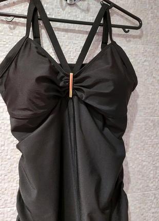 Черное пляжное купальное платье туника верх купальник танкини5 фото