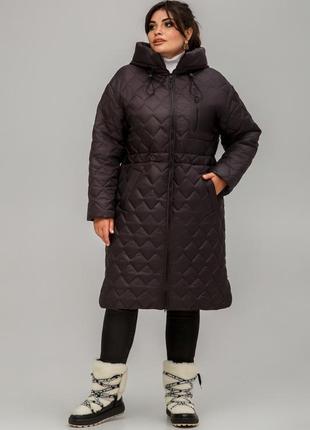 Модное женское демисезонное стеганое пальто новелла из плащевки1 фото