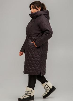 Модное женское демисезонное стеганое пальто новелла из плащевки5 фото
