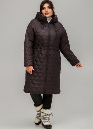 Модное женское демисезонное стеганое пальто новелла из плащевки6 фото