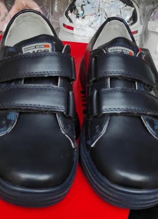 Школьные туфли , кеды синие на липучках для мальчика  32-372 фото