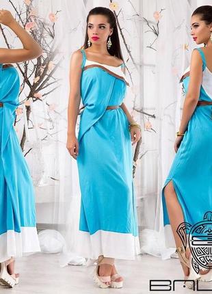 Летнее штапельное платье-сарафан в пол норма и батал2 фото