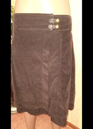 Трендовая юбка трапеция,многослойная,на запах,теплая вельветовая1 фото