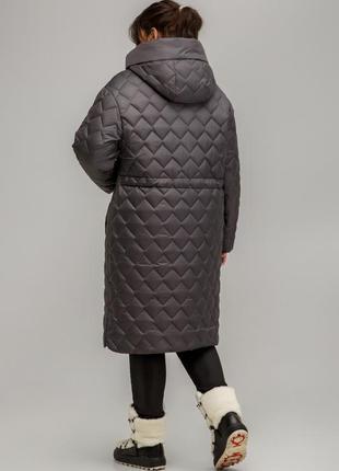 Актуальное женское утепленное деми пальто новелла из стеганой плащевки2 фото