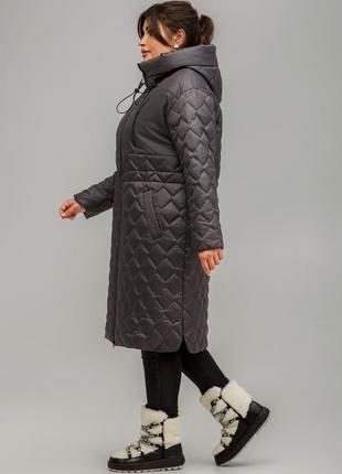 Актуальное женское утепленное деми пальто новелла из стеганой плащевки3 фото