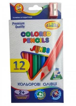Карандаши цветные class 12 цв + точилка 1812c jumbo треугольные (1/12/144)