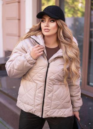 Тёплая коротка женская курточка с капюшоном на силиконе +200 большие размеры4 фото