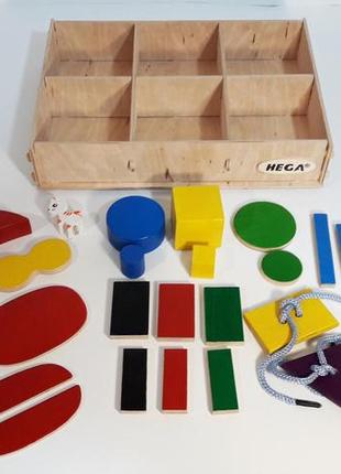 Набір hega монтессорі 2 ігровий розвиваючий кольоровий в коробці 32 елементів5 фото
