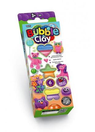 Кульковий пластилін bubble clay 6кольорів+зроби магніт ведмедик danko toys (1/30)