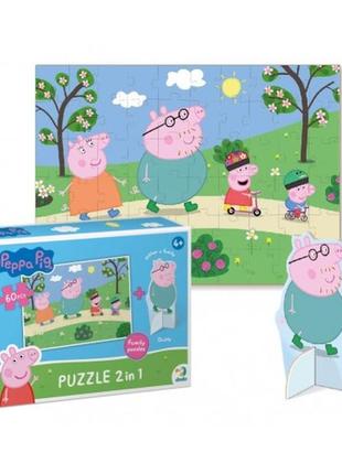 Пазл 60 эл 200120 peppa pig прогулка с фигуркой размер собранного пазла 32*23 см (dodo)