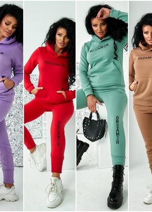 Спортивний жіночий костюм тринитки на флісі худі з капюшон норма