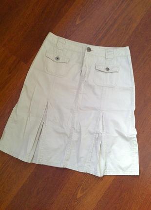 38-40р. молочная летняя юбка  со складками, хлопок или в подарок