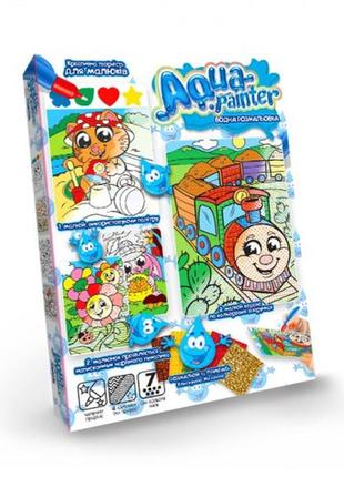 Водна розмальовка aqua painter 03 поїзд (4 картинки+блискуча мозаїка) (у) (18) tm danko toys