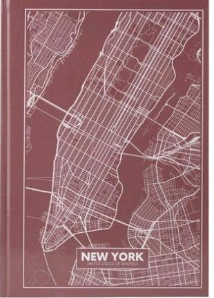 Канцелярская книга а4 axent 8422-543-a maps new york 96л клет розово-коричневый (1/10)