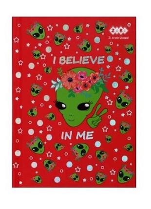 Блокнот а6 zibi 12720-05 64арк ufo  кл.  тв. обкл.  мат. лам.+лак  червоний (1/20)