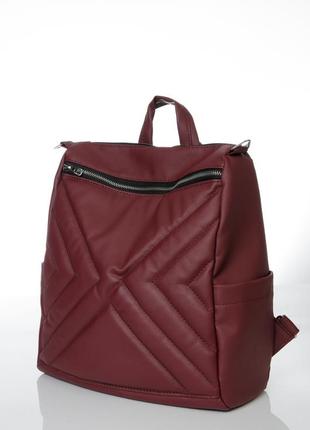 Женский рюкзак-сумка sambag trinity строченный бордо + отделение для ноутбука6 фото