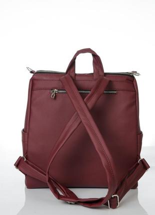 Женский рюкзак-сумка sambag trinity строченный бордо + отделение для ноутбука9 фото