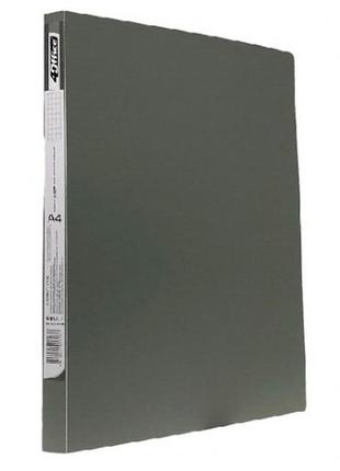 Папка-швидкозшивач 4office 4-213-08 а4 пласт. щільна+кишеня сіра 500мкн (1/20)