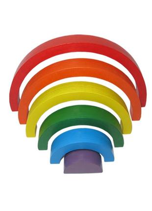 Деревянная пирамидка радуга 6 цветов сборная головоломка-пазл конструктор для детей тм hega3 фото