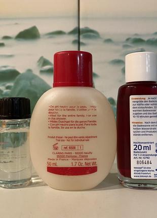 Набор из 3-х средств: clarins 🇫🇷 гель для душа и bare beauty botanicals 🇬🇧 и tetesept 🇩🇪 масла для ванн2 фото