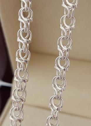 Серебряная цепочка с плетением двойной ручеек супер легкая 50 см3 фото