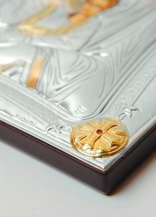 Икона святое семейство 9,5x12,5см в серебряной рамке с позолотой