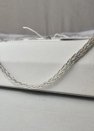 Срібна ланцюжок з оригінальним плетінням колос