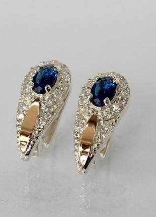 Сережки зі срібла з золотими вставками (код 599194521)