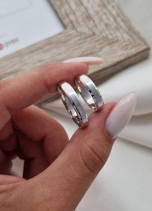 Обручальные кольца серебряные тонкие классические американки пара3 фото