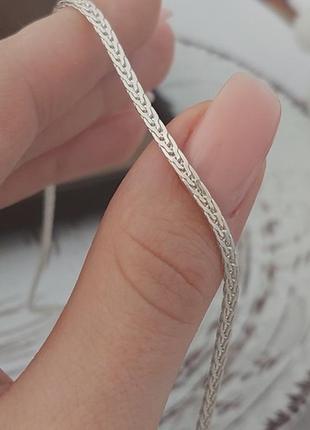 Серебряная цепочка с красивым плетением колосок3 фото