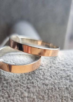 Серебряные кольца американка с золотыми вставками пара