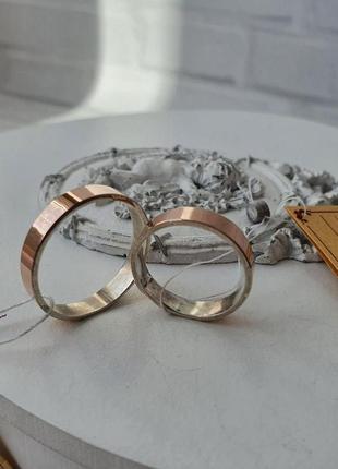 Серебряные кольца американка с золотыми вставками пара10 фото