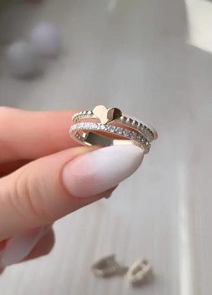 Серебряное кольцо с золотом3 фото