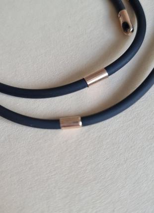 Розкішне кольє з каучука і золотими вставками 585 проби7 фото