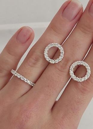 Комплект серебряный кольцо и серьги гавана с фианитами8 фото