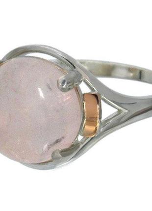 Женское серебряное кольцо с золотыми пластинами "ирис" с камнем №61-54 фото